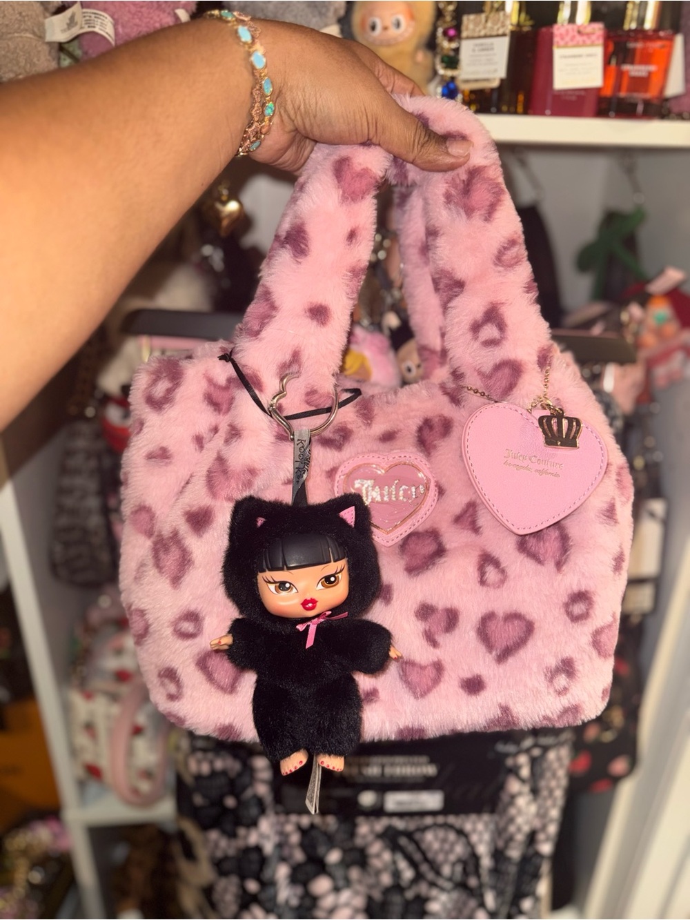 Juicy Couture Warm Up Mini Tote in Pink With Leopard Print Design